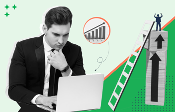 Salesperson looking at sales growth projection