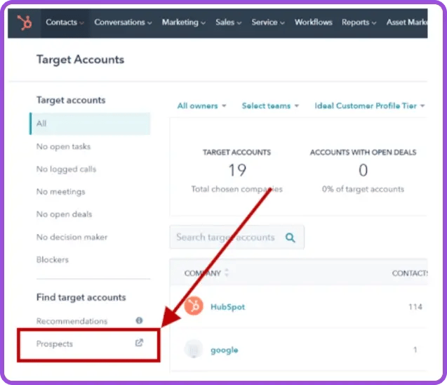 Target specific accounts